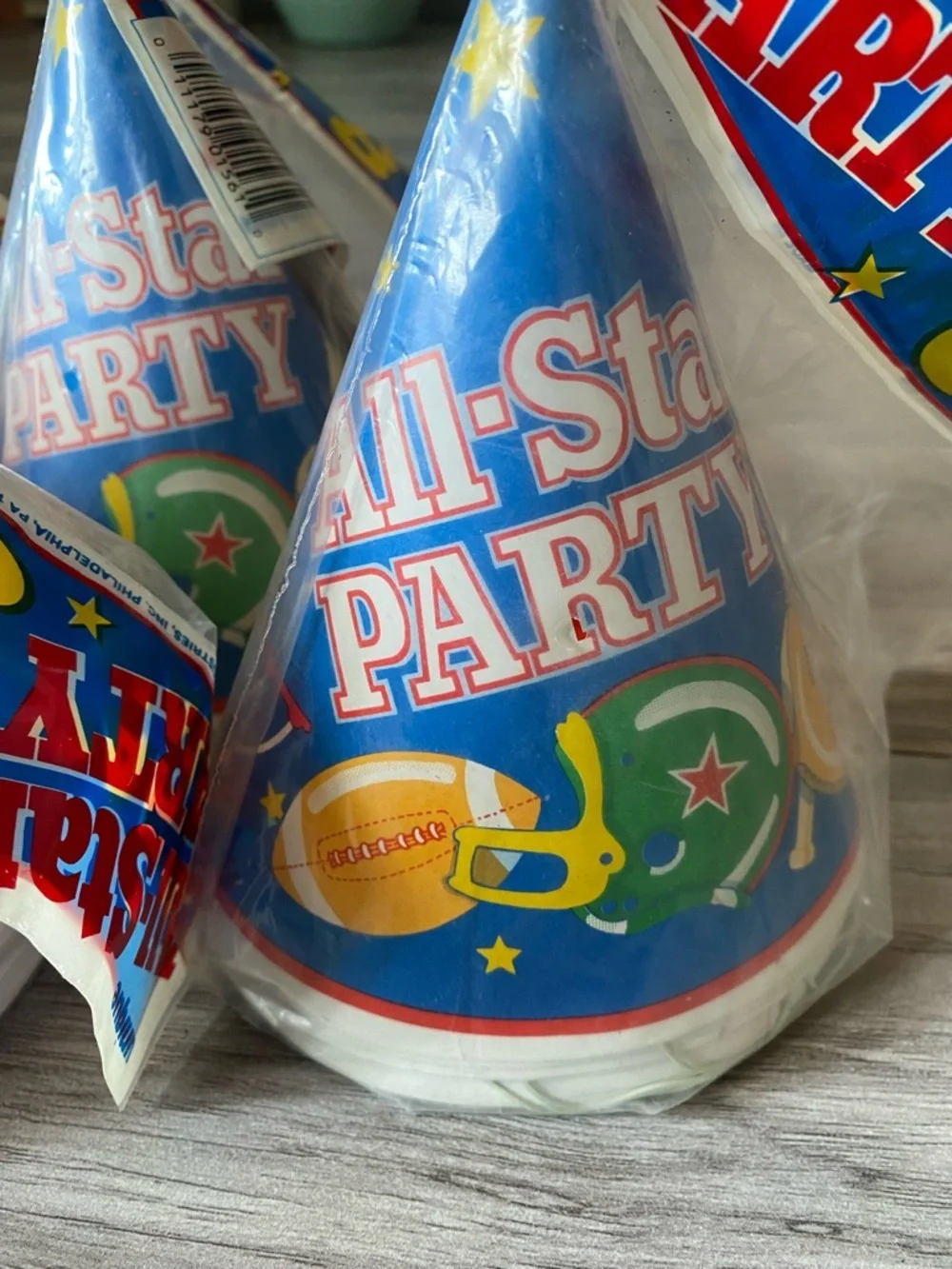 Set Of 7 Unopened Sports Themed Party Hats Total 56 Vintage 1987 90s 80s Retro